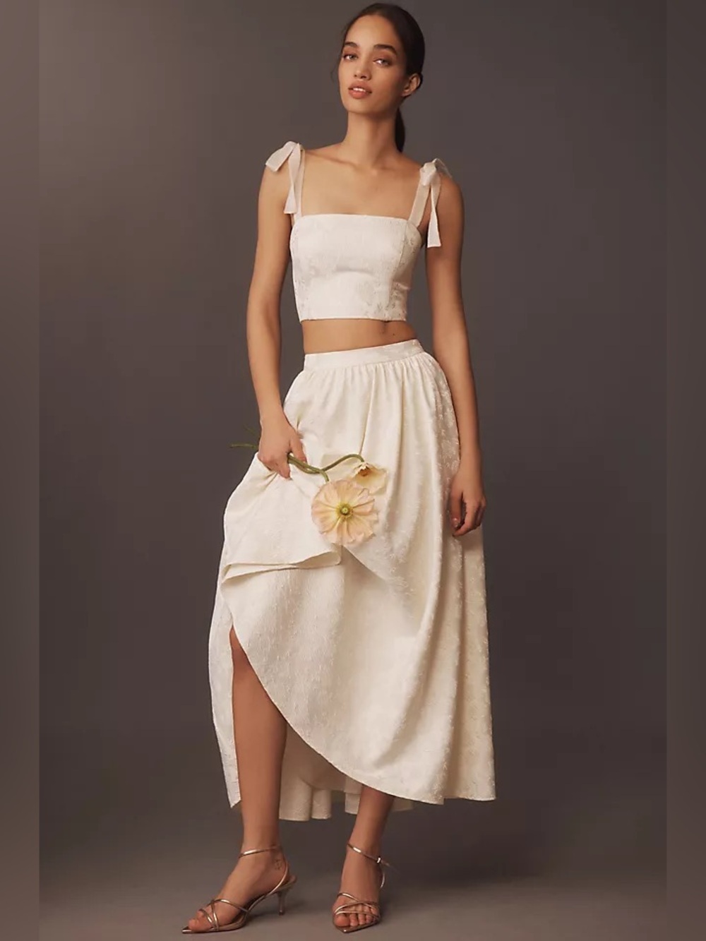 Hutch Jacquard Midi Skirt Romantic Satin Tonal